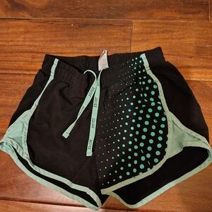 Justice Black and Green Dot Athletic Shorts